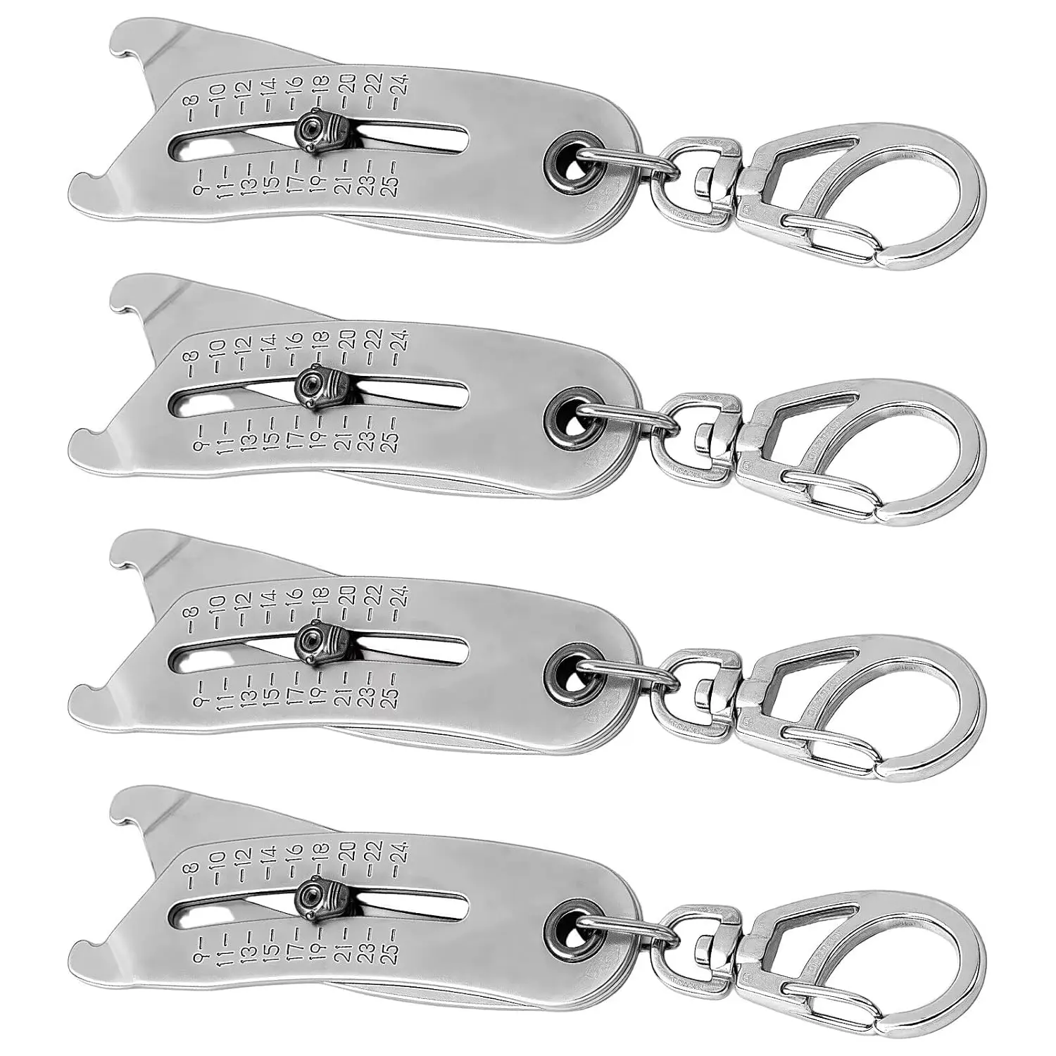 4-Pack Bolt  & Nut Size Catcher Set, SAE 5/16in-1in & Metric 8mm-25mm Gauge, Portable  Fastener Measurement Tool for Automotive Repair, Engineers, DIY