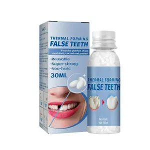 1/2 Pcs Cosmetic Teeth Temporary Tooth Replacement Kit, Lightweight Fit Moldable Material Dental Restoration Kit, Denture Fillers for Halloween & Party Use, Reusability Washed for Immediate Confident Smiles (white)