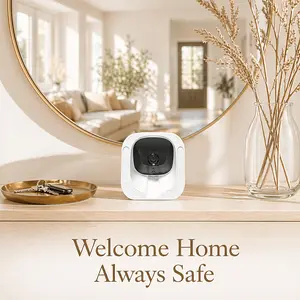 Security Camera with No-Drill Install, 2K HD Camera Suitable for Home Surveillance, Cloud Storage & Memory Card Card Compatible, App Monitoring System for Monitor, Care, Theft Deterrent
