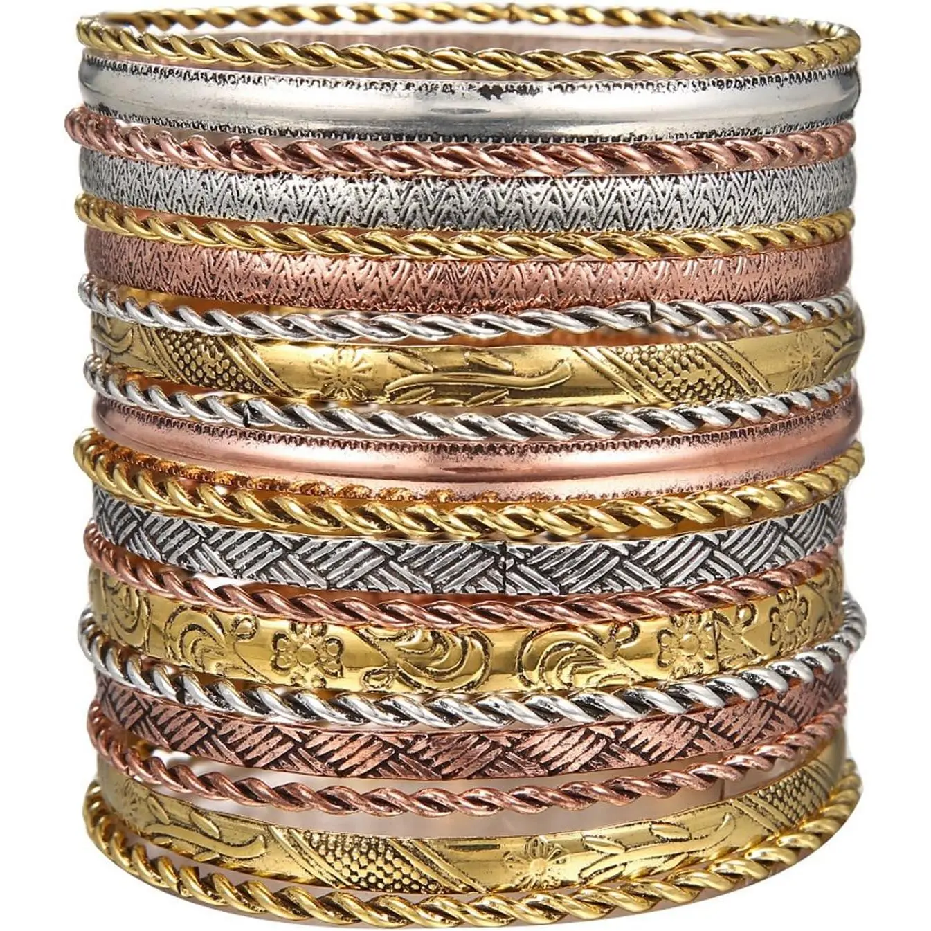 Boho Bangle Bracelets for Women Multi Layer Stackable Textured Bracelets Boho Jewelrys Set for Women - 10~20Pcs