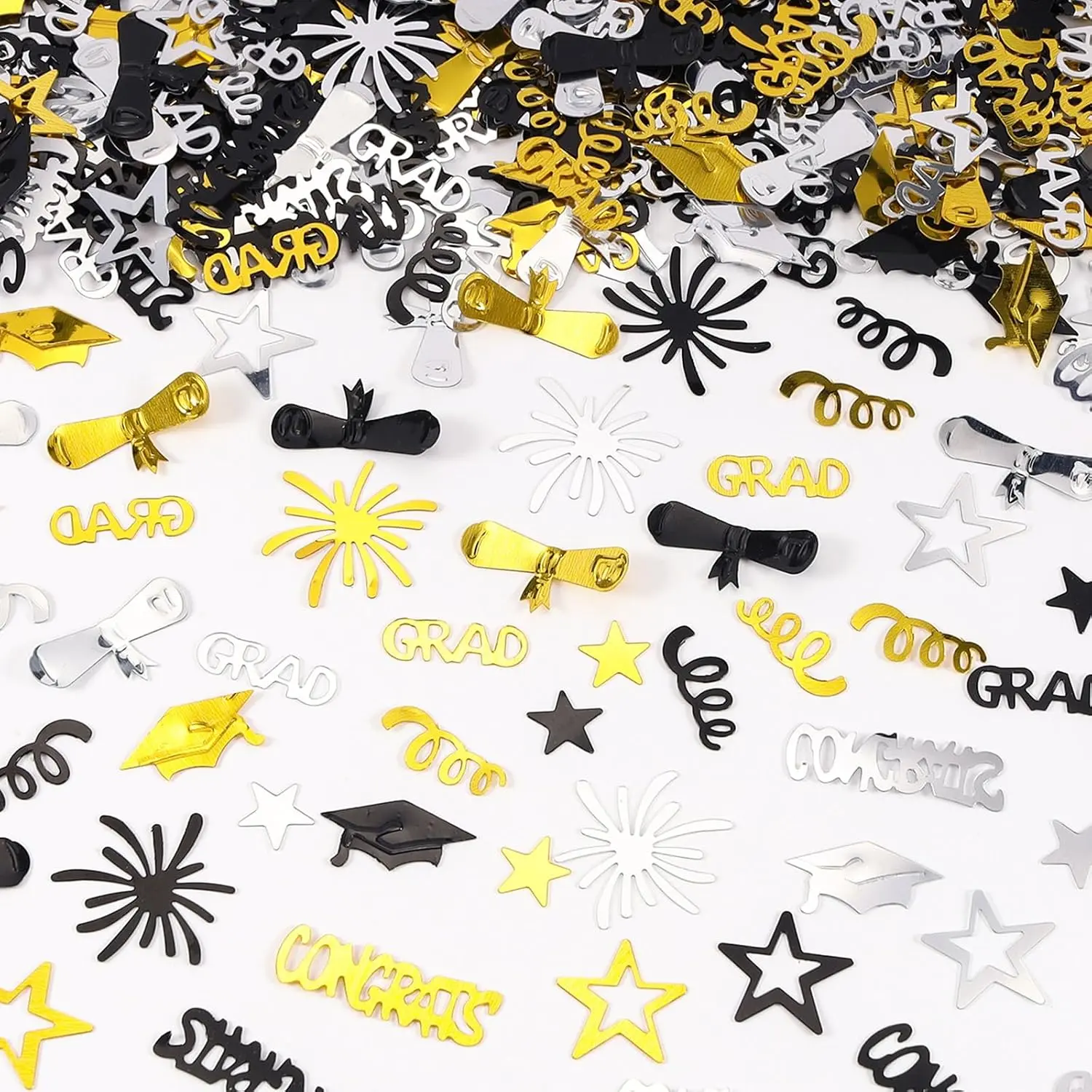 Graduation Confetti, Black   Congrats Grad Confetti In Various Shapes for Congratulations Graduation Party Table Centerpiece Decorations Class of 2026 Decoration
