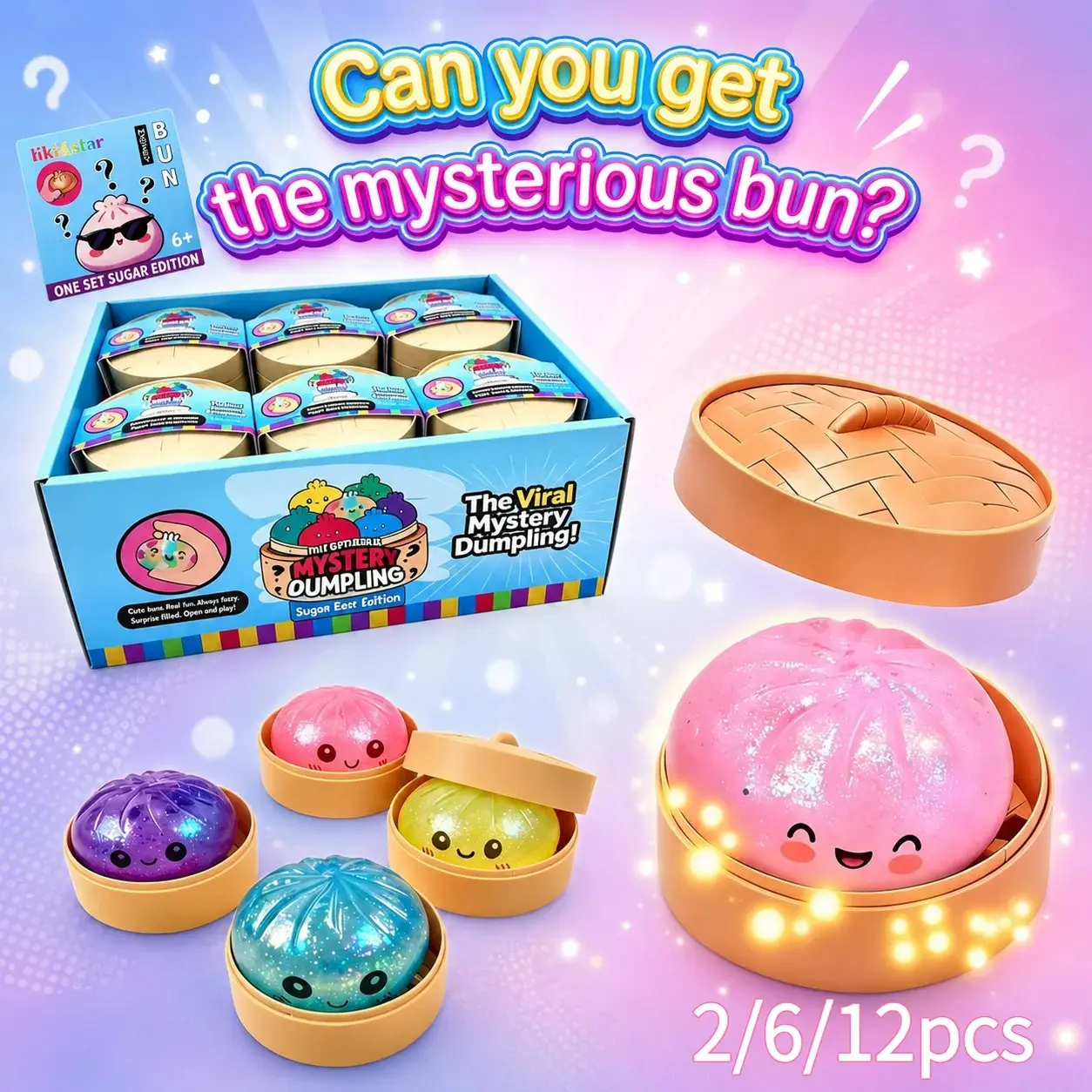 Multi-Size 2/6/12 Count Surprise Baozi Dumpling Blind Box Collection, Glossy Shiny Texture Soft Squishy Squeeze Fidget Gadget to Ease Mental Tension, Hard-To-Find Rare Collectible Minimalist Workspace Ornament Novelty Party Handout