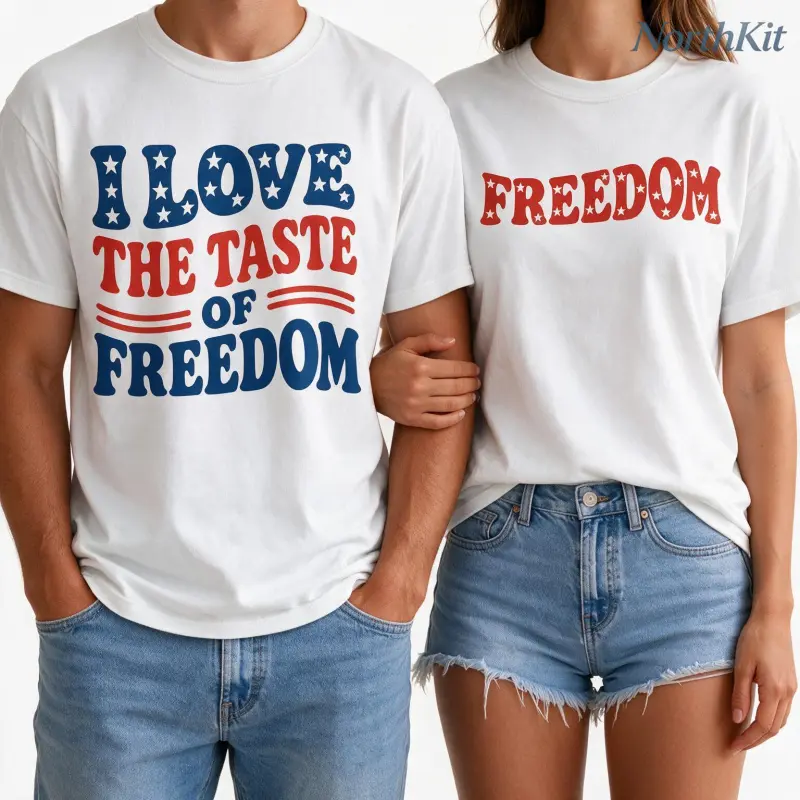 Patriotic Freedom Parody Graphic T Shirt for Couples Casual Street Style Crew Neck Soft Comfy Loose Fit Short Sleeve Minimalist Fabric Tee Round Neck Top, Breathable, Comfortable, Clothes, Reinforced Stitch, Minimalist Print, All Seasons, Day, Shortsleeve