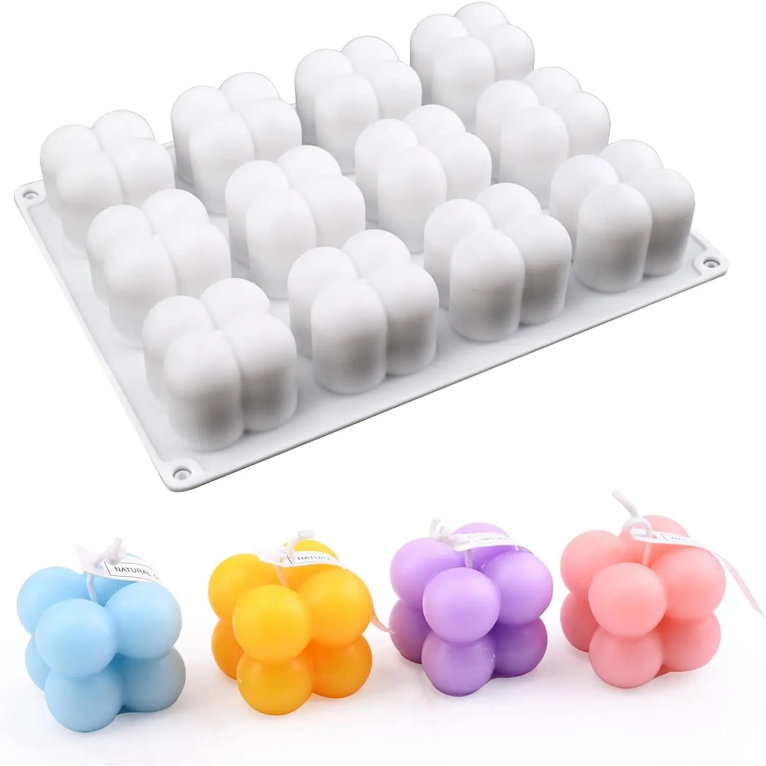 3D Bubble Candle Molds - 12 Cavity Bubble Cube Silicone Mold for Candles Soap Making, Bubble Cake Mold for Baking Mousse Cake Dessert Jelly Ice Cream