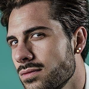 THUNARAZ 8 Pairs Unisex Rainbow Piercing Plugs Dot Earrings For Men Women Stainless Steel Jewelry Accessories Tunnel Punk Style Stud Earrings Fake Gauge Screwback Earrings 6/7/8mm Fashionable men's earrings non tarnish jewelry for Christmas Gift