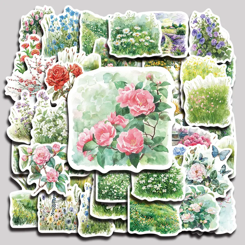 50PCS Watercolor Summer Clipart Aesthetic Vinyl Stickers Pack for Laptop Water Bottle Phone Case Skateboard Journal Scrapbook DIY Decoration