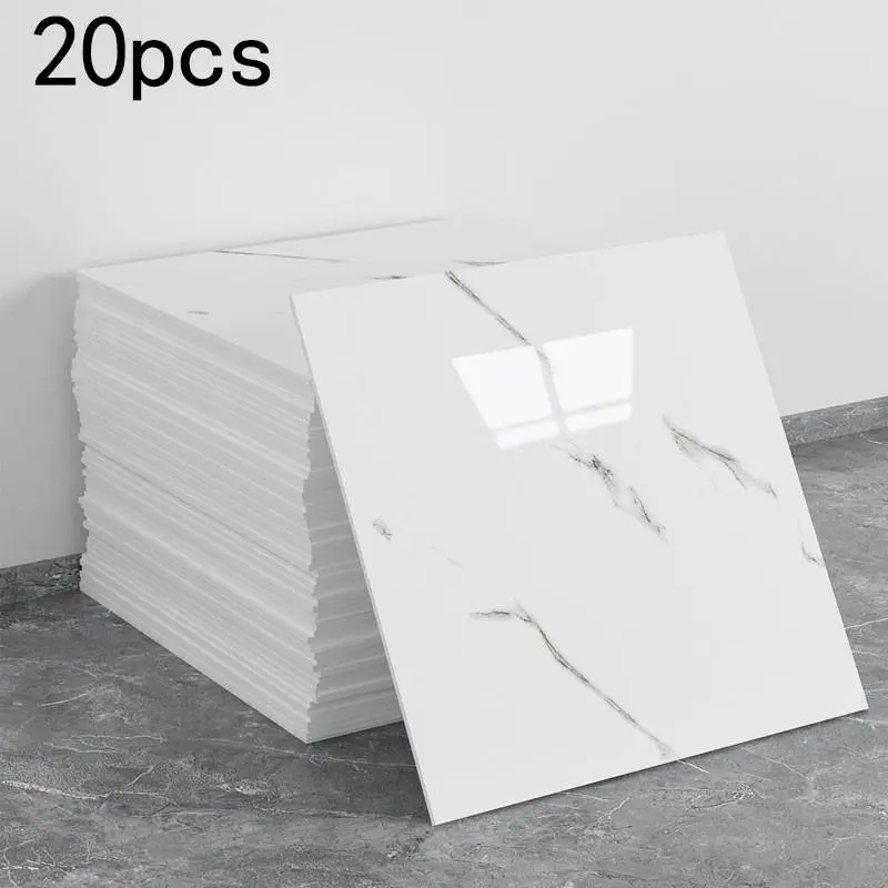 20 pieces of removable and adhesive shower-proof marble tile wall stickers. Faux Marble Finish, Self-adhesive wall tiles, PVC wall panels for showers. Suitable for family bathrooms, kitchens and living rooms.