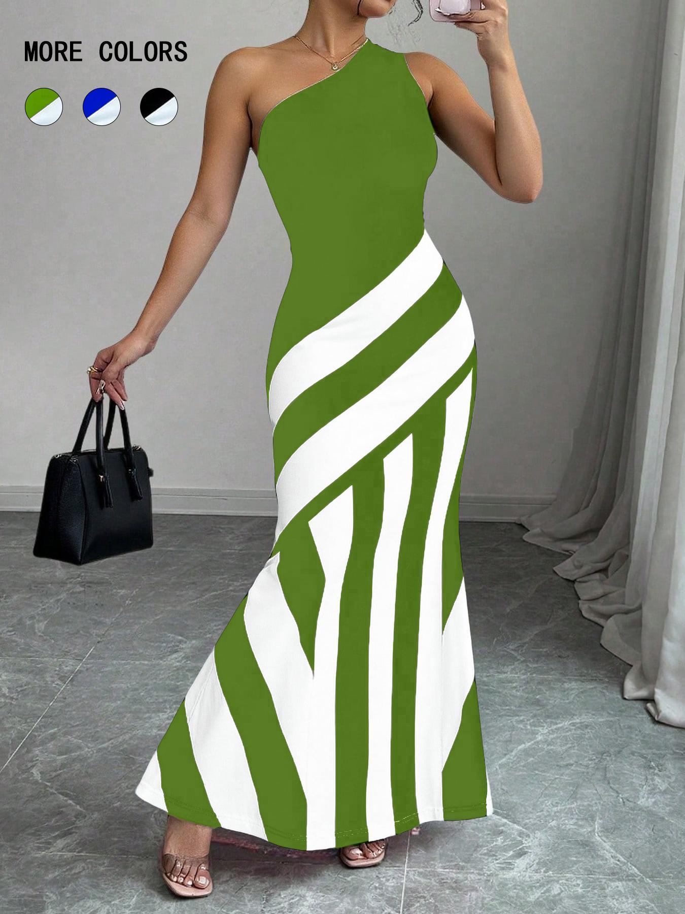 Valentine's Day Women's Striped Print Dress, Elegant Sleeveless Dress for Party Holiday Wedding Guest, Ladies Spring & Fall Clothes, Stylish Elegant Formal Dresses Women