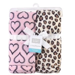 Unisex Baby Plush and Fleece Blanket, Leopard Heart, 30x36 inches Unisex Baby Plush and Fleece Blanket, Leopard Heart, 30x36 inches