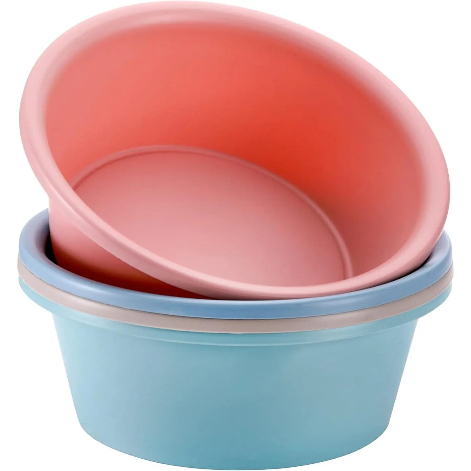 4 Pack Round Plastic Wash Basin, 5 Quart Stackable Camping Dishpan, Portable Vegetable Fruit Dish Tub, PP Small Multipurpose Washtub for Face Cleansing, Home Kitchen Sink Outdoor Indoor