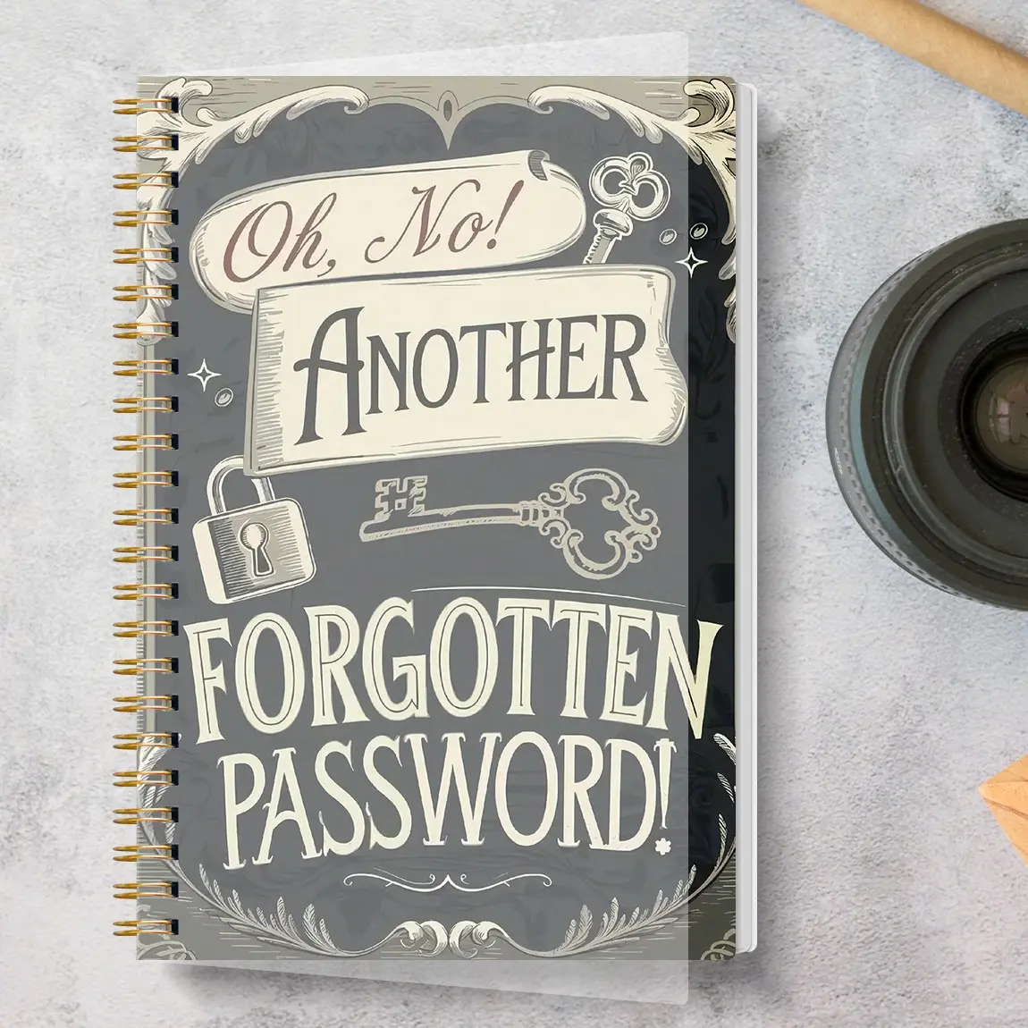 Vintage A5 Password Journal with Spiral Binding, Thick Pages for Account & APP Info Organization, Stylish Password Management Notebook