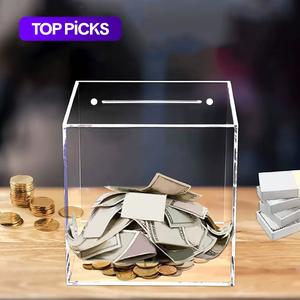 saving challenge box, clear acrylic piggy bank, un-openable money saving box, coin cash container box, coin bank room decor, boyfriend gift, home decor 2025, financial responsibility, teenage gifts