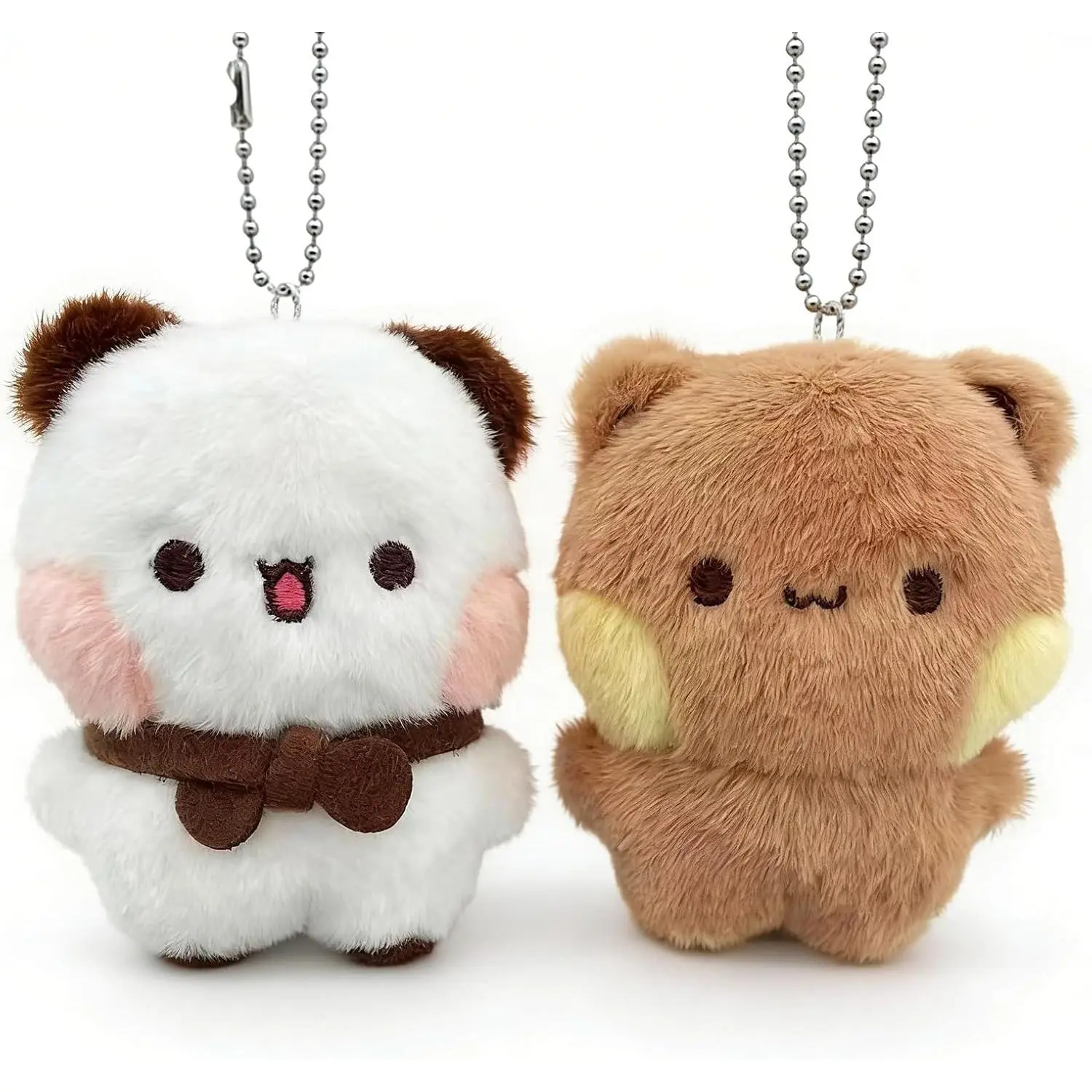 YOKUSHI 2 Pcs Bubu and Dudu Bears Magnetic Plush Keychains, Cute Couple Keychain Cartoon Stuffed Animals with Chains Decorations for Backpacks, Desks, Home, Valentine's Day Gifts