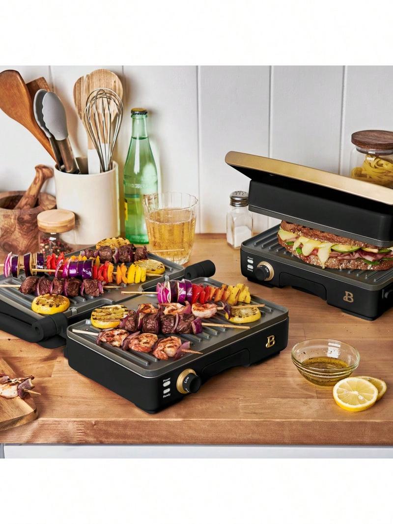 Premium 2-in-1 Panini Press & Grill with Nonstick Plates – White Finish, Dishwasher-Safe