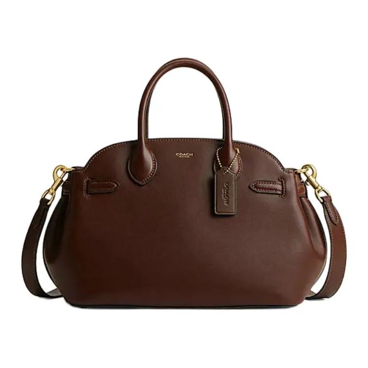 COACH Empire 28 Leather Crossbody Handbag for Women, Logo-Zip Style in Maple Red