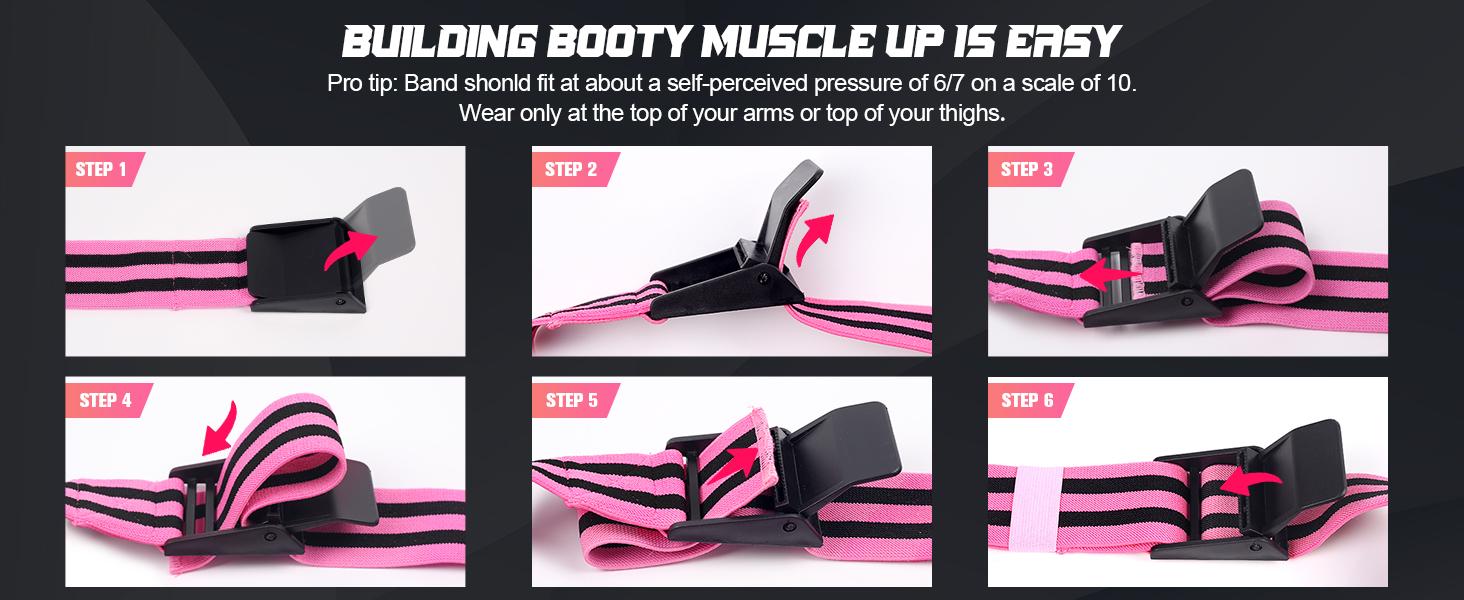 2 Pack BFR Bundle Booty Bands Adjustable Exercise Glutes Occlusion Strap Best Fabric Resistance Bands for Women Men Glutes Hip Building Exercising Butt Squat Thigh Fitness,Booty Bands