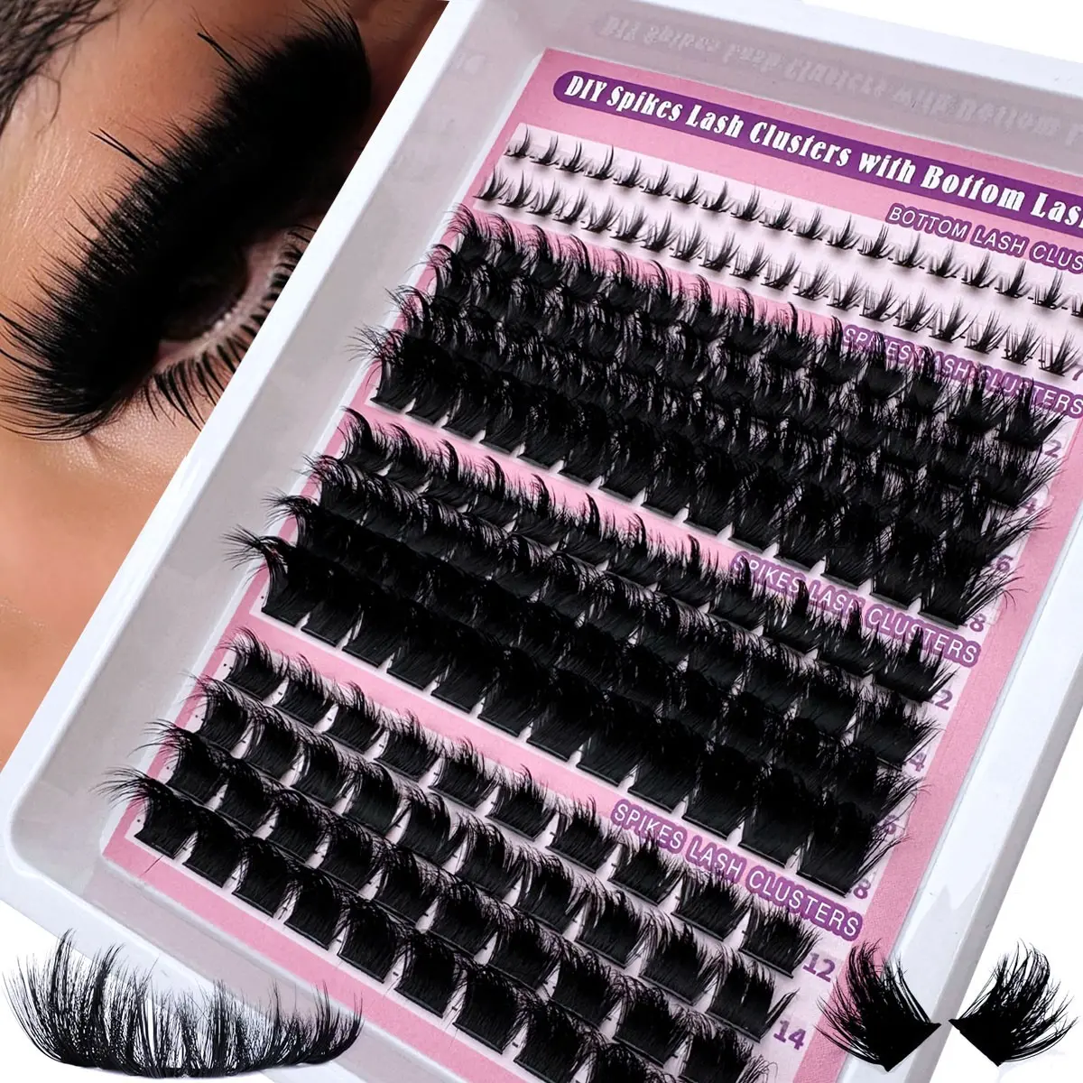 Multi-layer Spiky D/DD C Cluster Lash Extensions, 10-18mm Fluffy Mink Individual Lashes 180/260Pcs for DIY Eyelash Makeup, DIY False Eyelashes