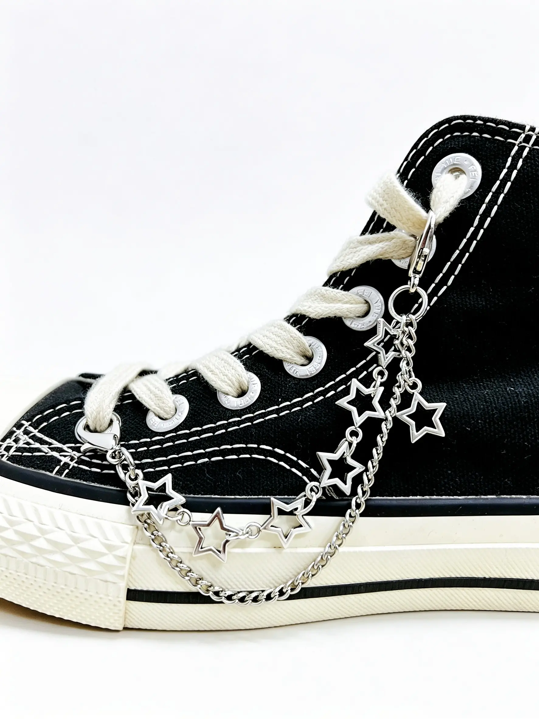 2pcs Star Double-Layer Shoe Chains, Y2K Decorative Shoe Accessories for Canvas Shoes, DIY Shoe Decoration, Casual Style, All Seasons