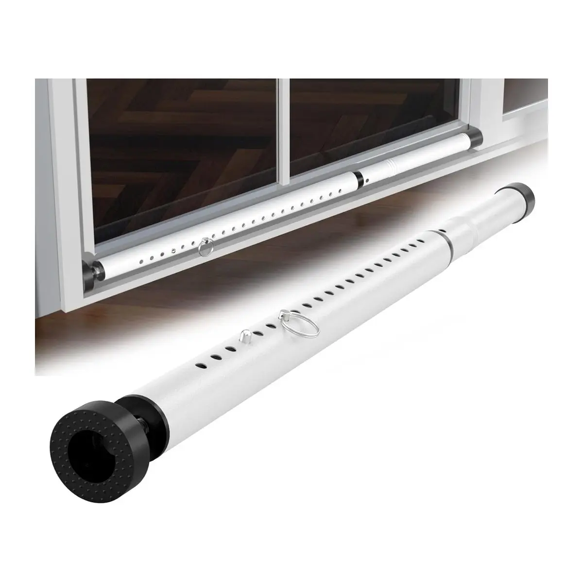 Heavy Duty Sliding Door Security Bar, 17.5-50 Inch Adjustable, Window Bar for Glass Doors, Home Use, White