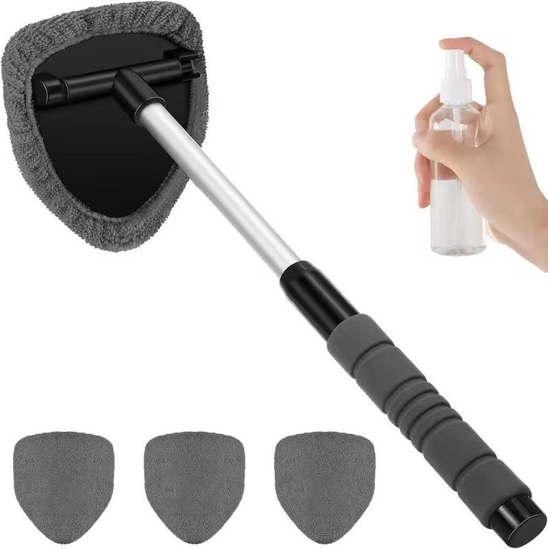 Microfiber Window Glass Cleaning Brush Car Windshield Cleaning Brush Set With Pad Extendable Handle Scraper Mist Eliminator Valentine's Day gift Tiktok Shop