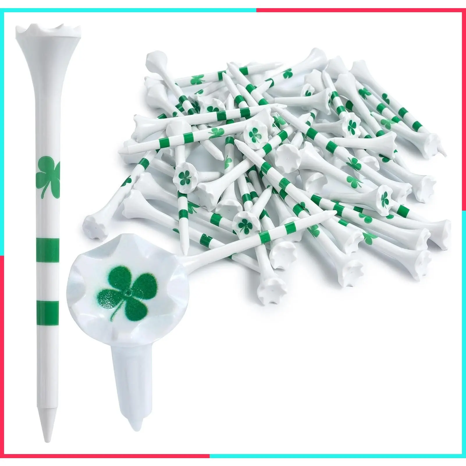 Plastic Golf Tees Combo Length Pack of 50 Includes 40 Count 3 1/4" Plastic Golf Tees + 10 Count 1 1/2" Plastic Short Tees for Irons, Hybrids, Par Threes