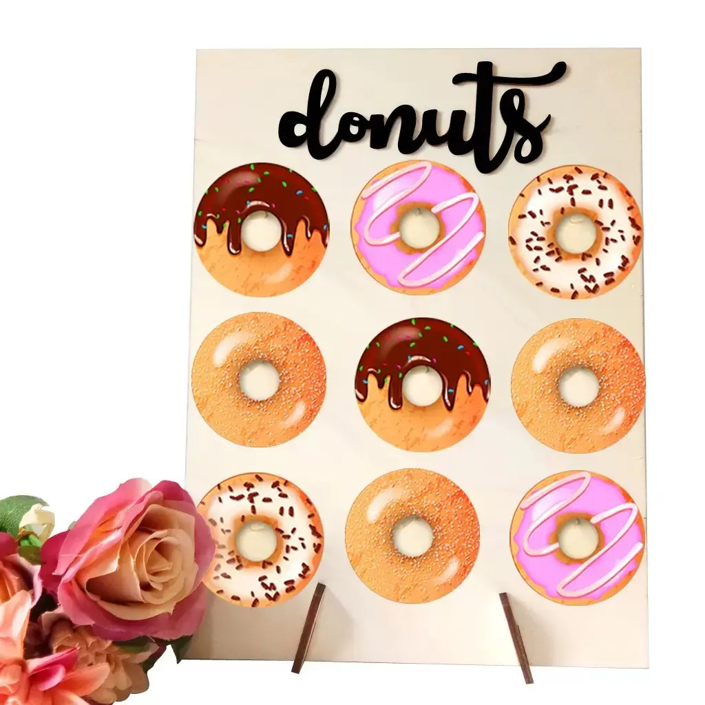 Wooden Donut Display Stand for Valentine's Day, Wedding Dessert Table Decor, Birthday Party Decoration, Wall Showcase Holder, Look