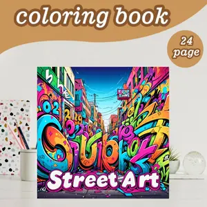 Street Art Coloring Book, 24 Bold Stress-Relieving Designs, 7.9in X 7.9in Thick Paper, Perfect Gift for New Year, Christmas, Parties