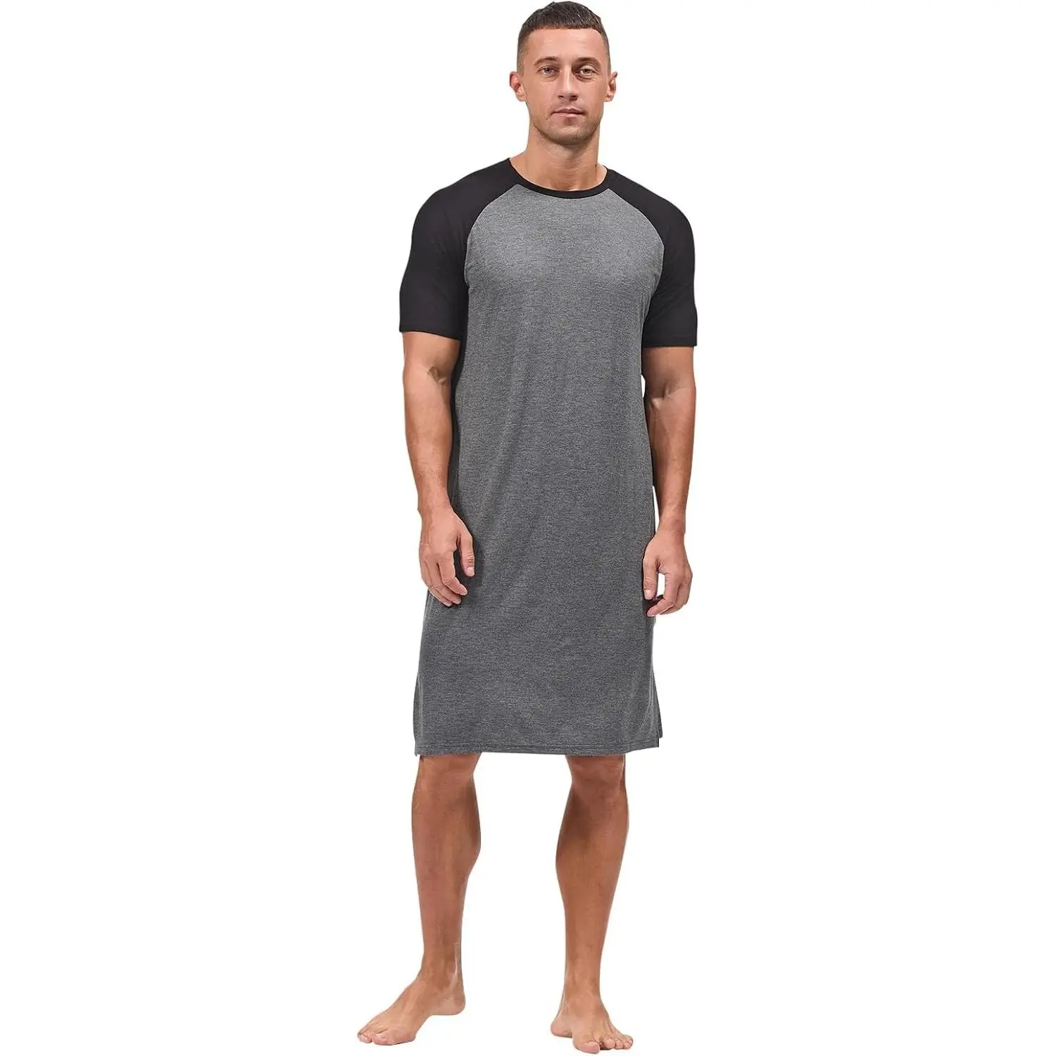 Mens Nightshirt Pajamas Short Sleeve Nightgown Sleepwear Big&Tall Sleep Shirts