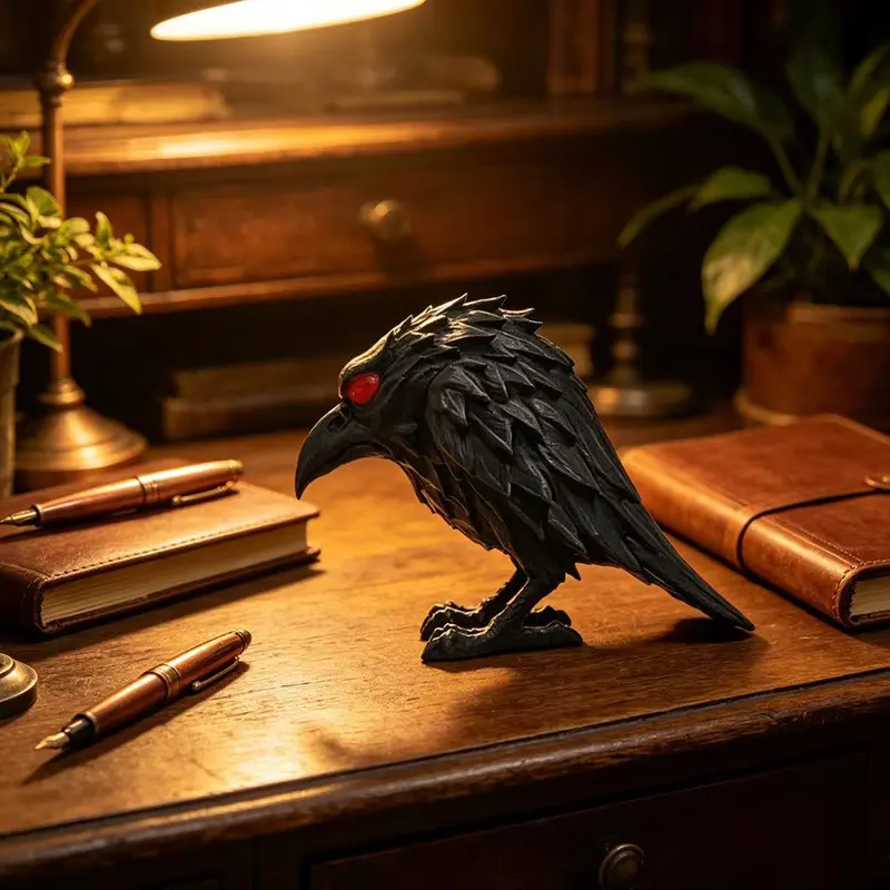 New Shadow Raven Shelf, Halloween Table Decor, Gothic Home Decoration, Raven Sculpture, Desktop Ornament, Halloween Gift, Gift Item