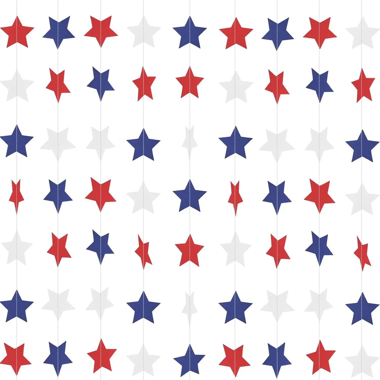 Star Garland Banner Streamers Red White and Blue - 59 FT 6 Strands - Patriotic Decorations for 4th of July, Independence Day, Labor Day, Veterans Day, Memorial Day