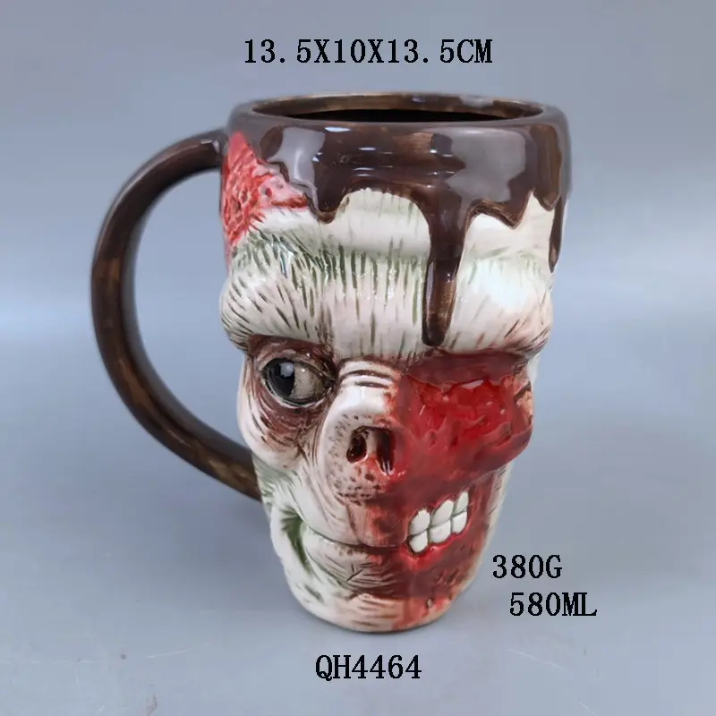 Novelty 3D Skull Shaped Ceramic Coffee Mug, Spooky Halloween Skeleton Bone Cup, Unique Irregular Drink Cup, Home Party Decor, Holiday Gift
