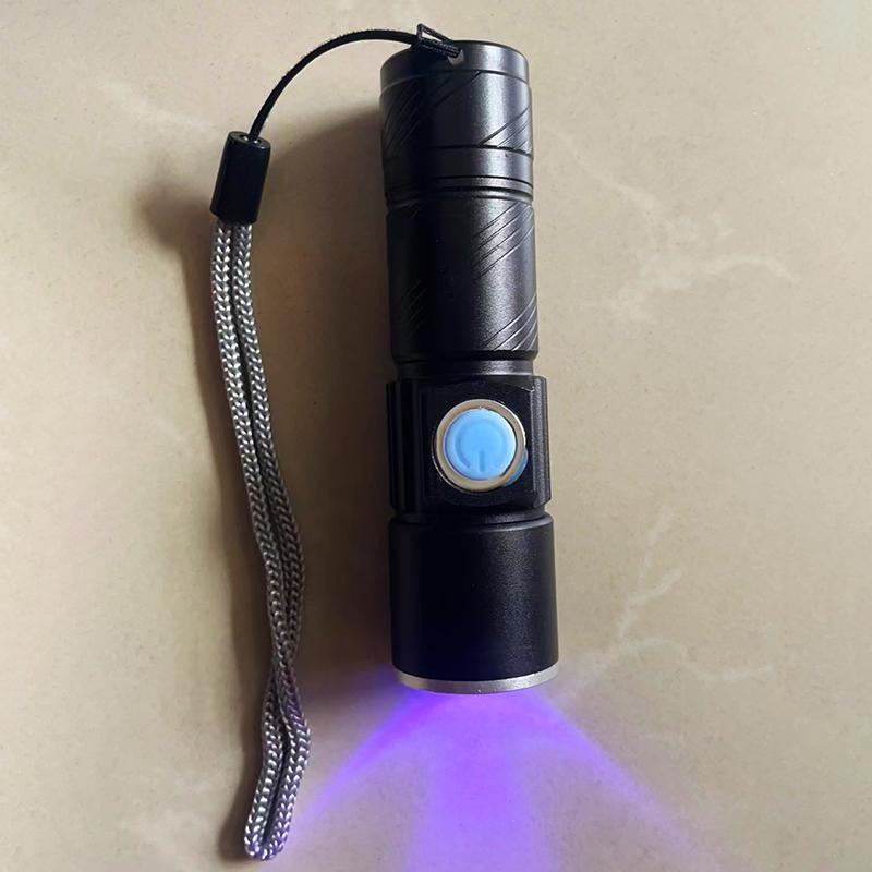 UV 395nm Flashlight, USB Rechargeable Zoomable Ultraviolet Lamp, Portable UV Detection Lamp For Pet Cat Urine & Moss Testing