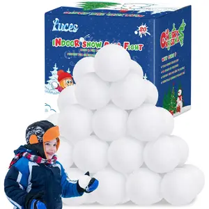 20 PCS Fake Snow Balls, Soft Indoor Snow Ball Fight Set, Plush Artificial White Snow Balls Xmas Tree Decor Winter Game for Parent-Child Interactive Activities