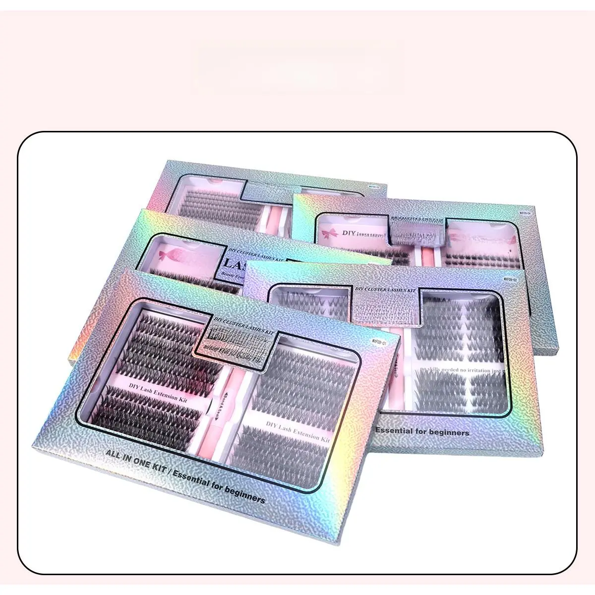 DIY Lashes Cluster Set, Cosmetic Segmented Self-Adhesive Synthetic False Eyelashes with Cotton Invisible Band for Natural Look