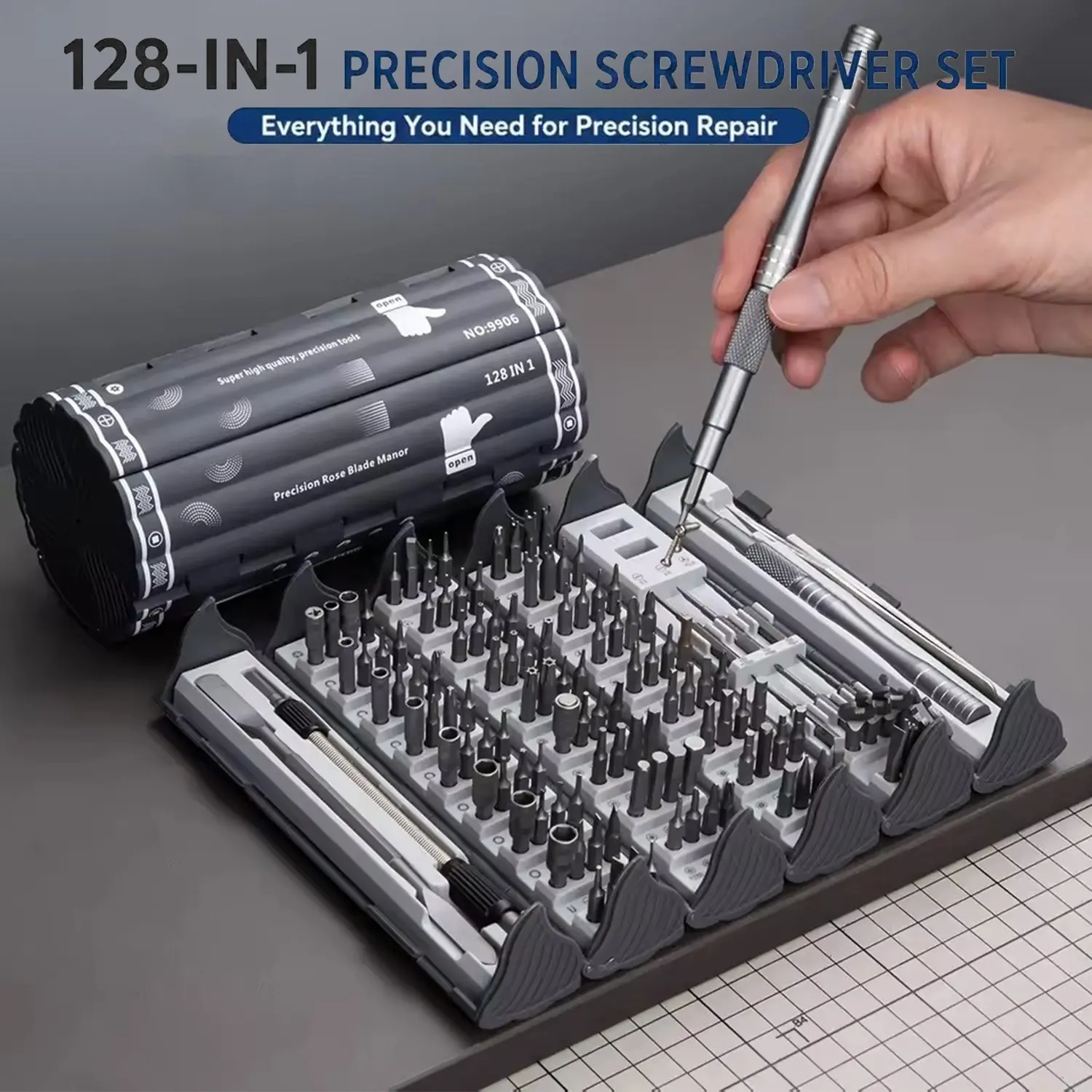 128-In-1 Magnetic Precision Screwdriver Set, Bamboo Design, Multi-Functional Repair Tool Kit, Magnetic Screwdriver Tools, Multifunctional Screwdriver, Perfect Gift for Husband, for Phones, Watches, Laptops, Gaming Consoles