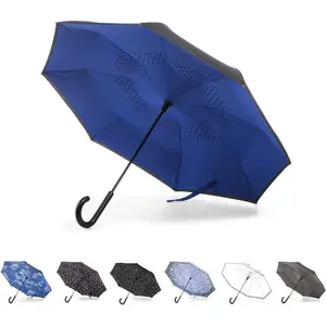 Auto Reverse Close Windproof Stick Inbrella with Repellent Protection