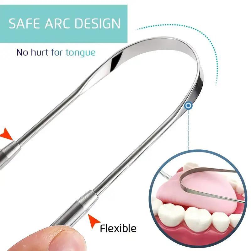 Stainless Steel Tongue Scraper, 2 Counts U Shaped Tongue Cleaner for Adults, Oral Hygiene Care Tool, Breath Freshener, Daily Oral Care Products