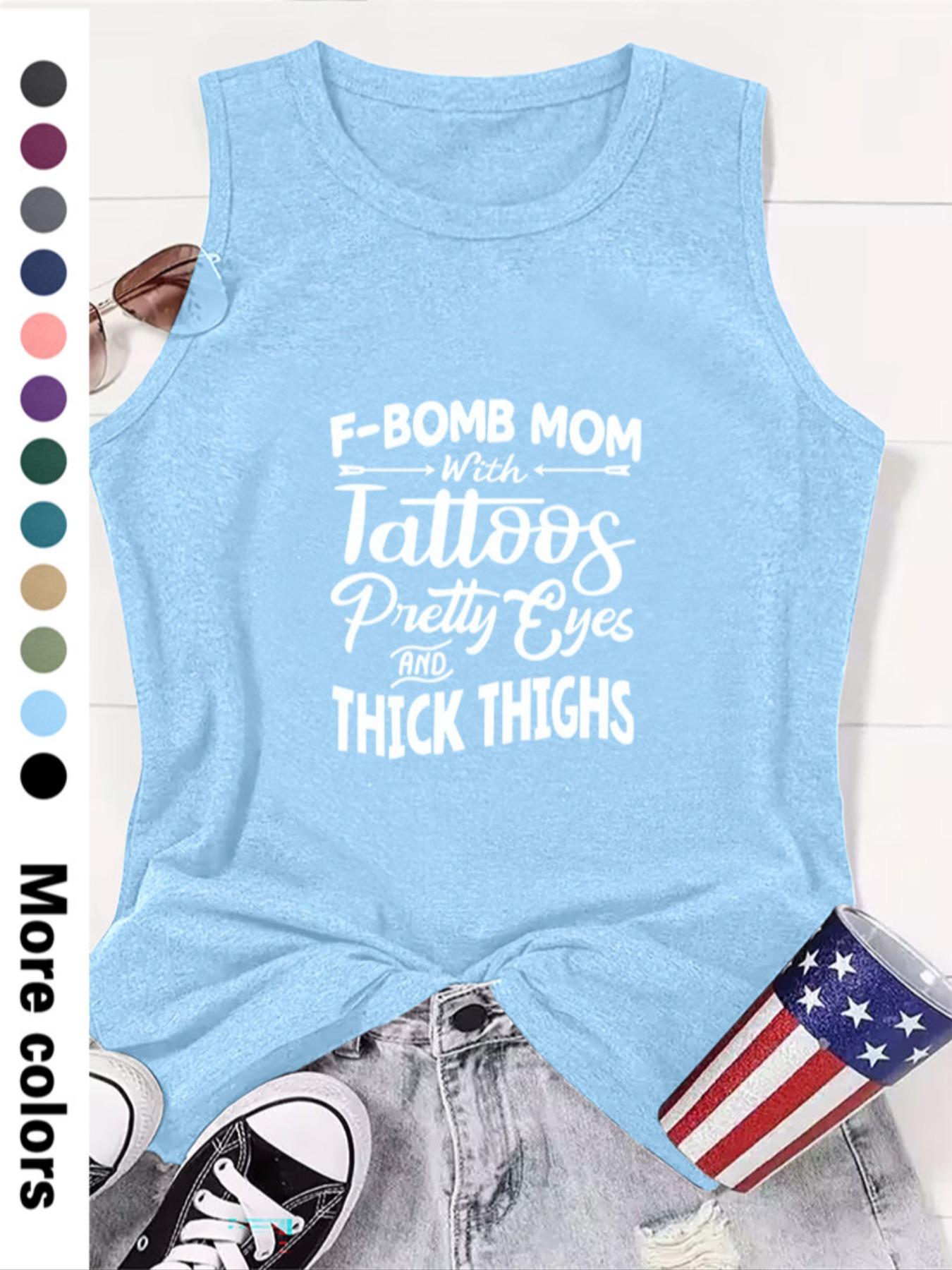 Women's Letter Print Round Neck Tank Top, Summer Clothes Women, Casual Sleeveless Crew Neck Top for Summer, Women's Top for Daily Wear