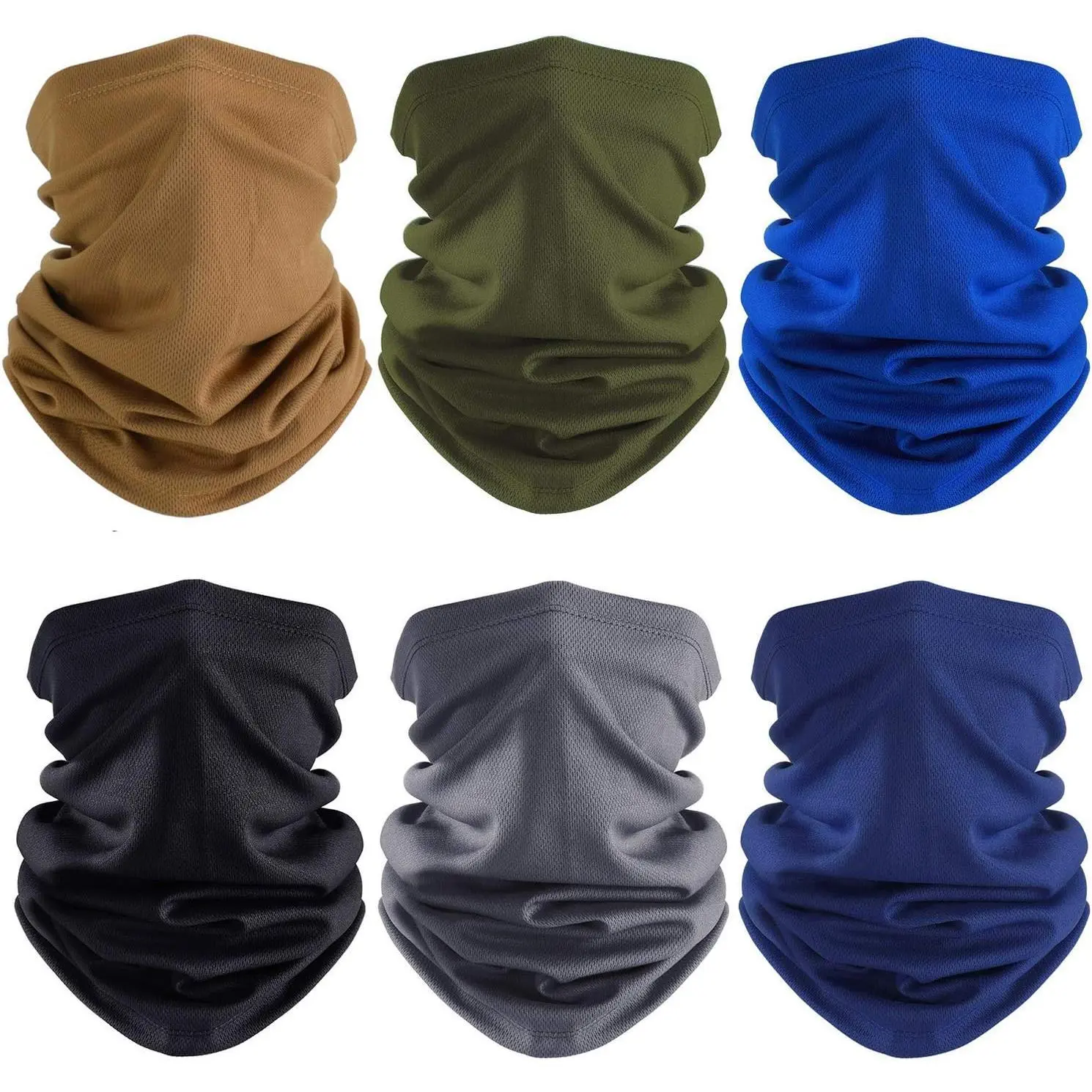 6 Pieces Summer UV Protection Cooling Neck Gaiter Face Clothing Neck Gaiter Mask Scarf Sunscreen Breathable Bandana
