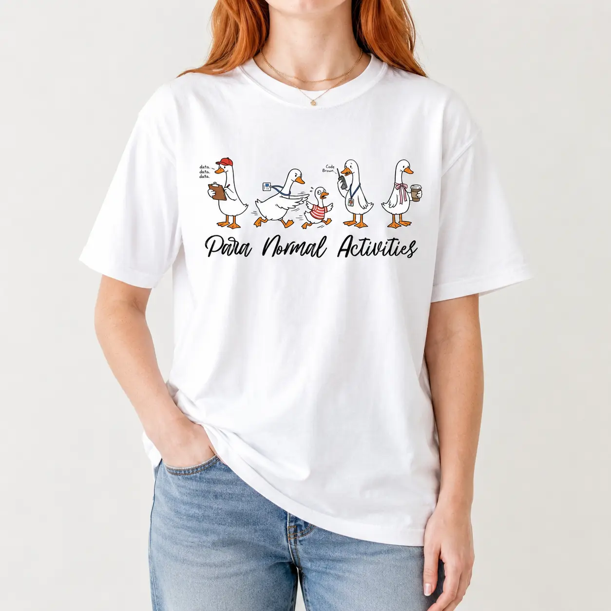 Women's Short-Sleeve Casual Regular-Fit Digital Print T-Shirt - Paraprofessional Silly Goose Design, SpEd RBT Teacher Aide Gift, Shortsleeve, Tops, Tshirt