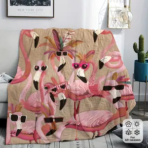 One Soft And Comfortable Shawl Blanket Featuring A Flamingo Design - An Ideal Present For Loved Ones - Versatile Flannel Blanket Suitable For All Seasons, Perfect For Use On Beds, Sofas, In Offices, During Travel, Camping, And Picnics