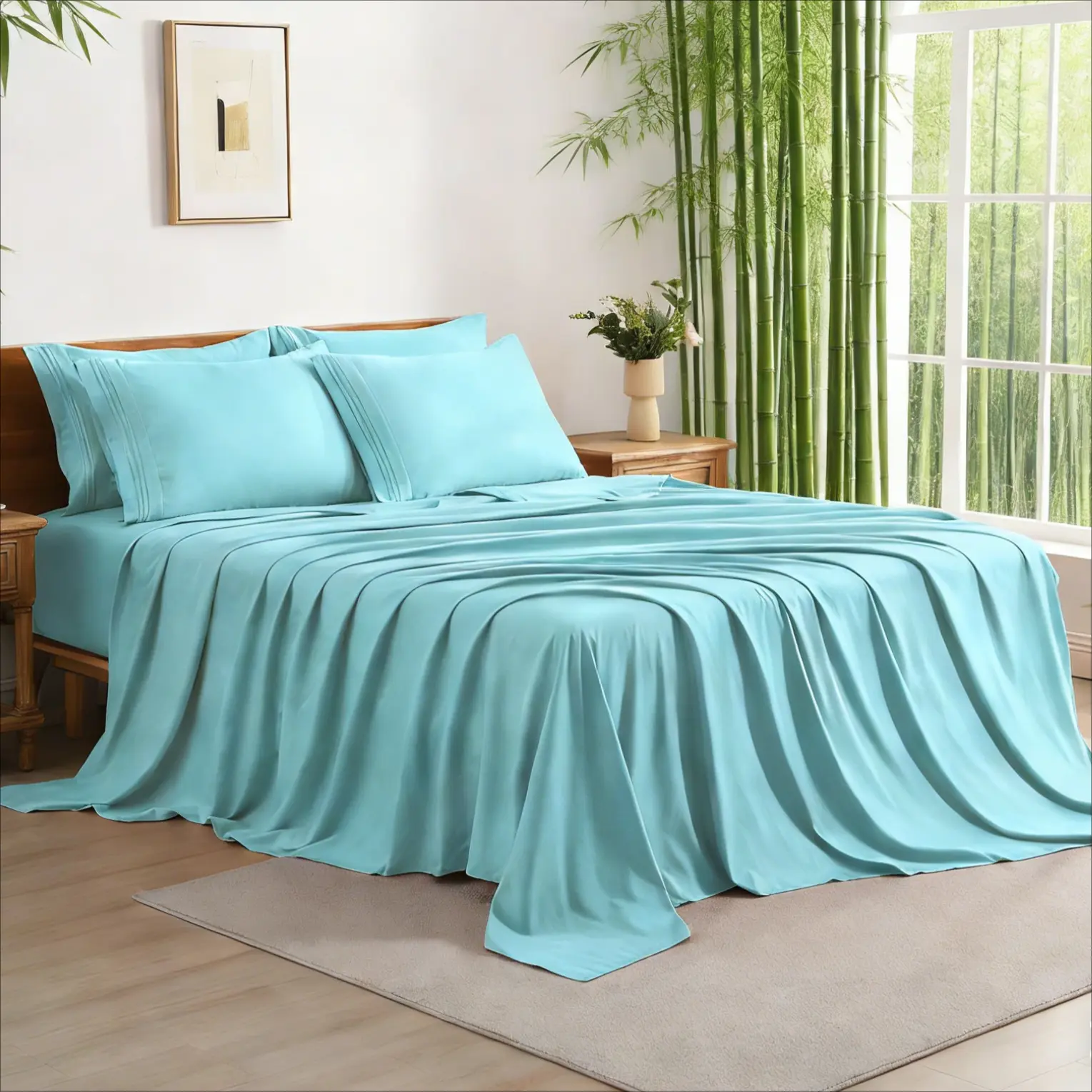 6pcs Solid Color Bed Sheets Set, 120 GSM Microfiber Fabric, Breathable Wrinkle Free Bedding with 2/4 Pillowcases, 18" Deep Pockets, All-Season Hotel Luxury Machine Washable Bed Sheets for Home