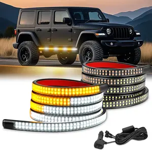 Nilight 2PCS 70in Strobe LED Running Board Lights, 1125 LEDs, Amber White Flexible Side Flashing Emergency Lights, Waterproof with Cable Ties, 10x Buckle, 22x Screws, 26 Flash Modes for Pickup Trucks