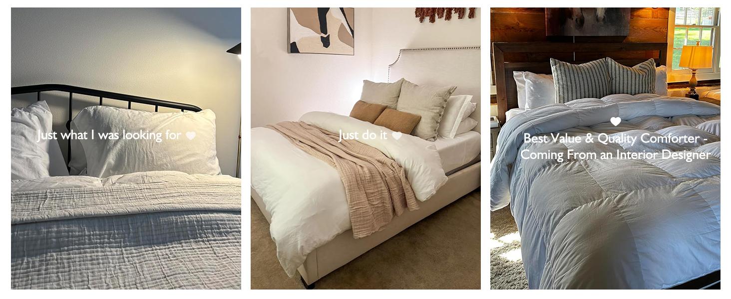 DWR Luxury Feather Down Fiber Comforter Oversized Queen Size,-Soft Cotton-, Light Weight for Hot Sleepers/Warm Hotel Style Duvet Insert with Ties (98"x98", White)