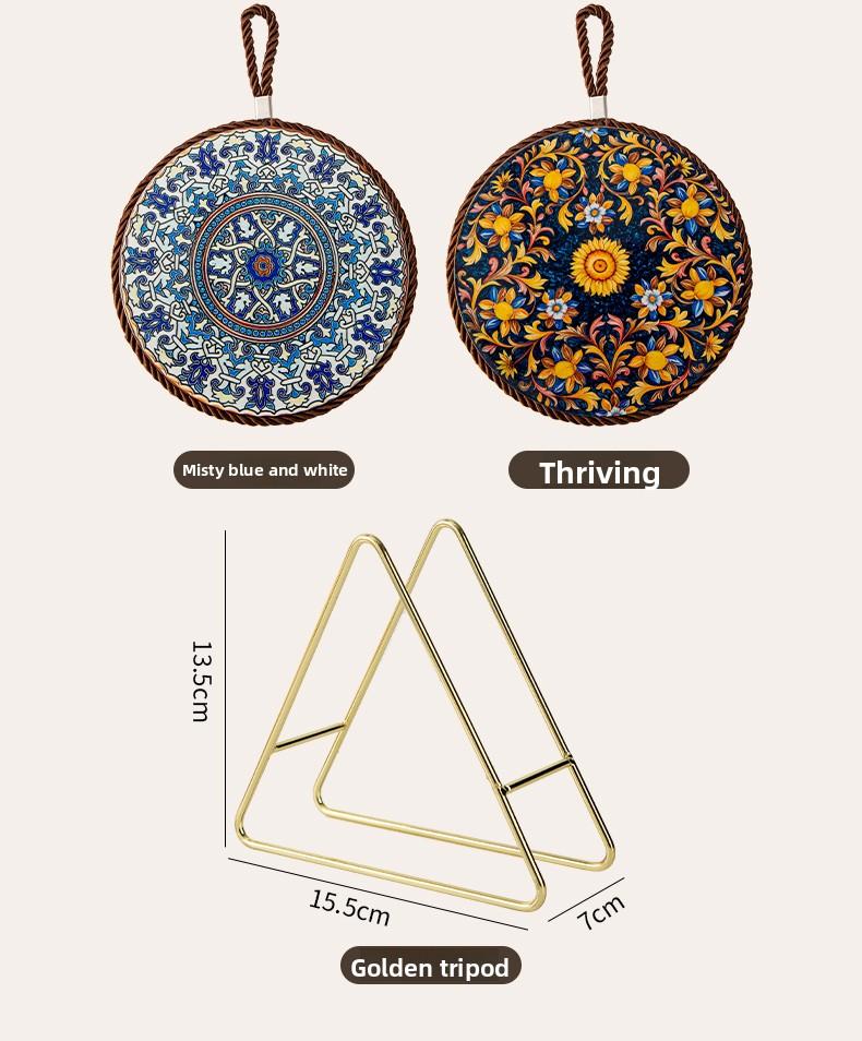 Retro Heat Resistant Mat for Cast Iron Enamel Dutch Oven Ceramic Tableware Non-Slip Kitchen Heat Insulation Pad for Dining Table Plate Heat Protection