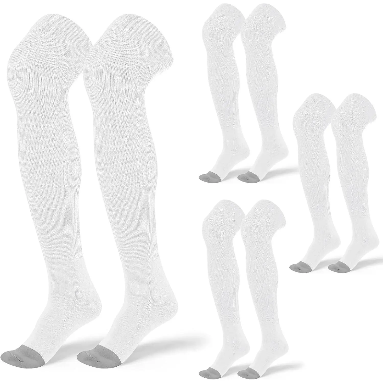 4 Pair High Football Baseball Socks Multiple Sizes Over the Knee Baseball Socks Extra Long Soccer Sock for Boys Men