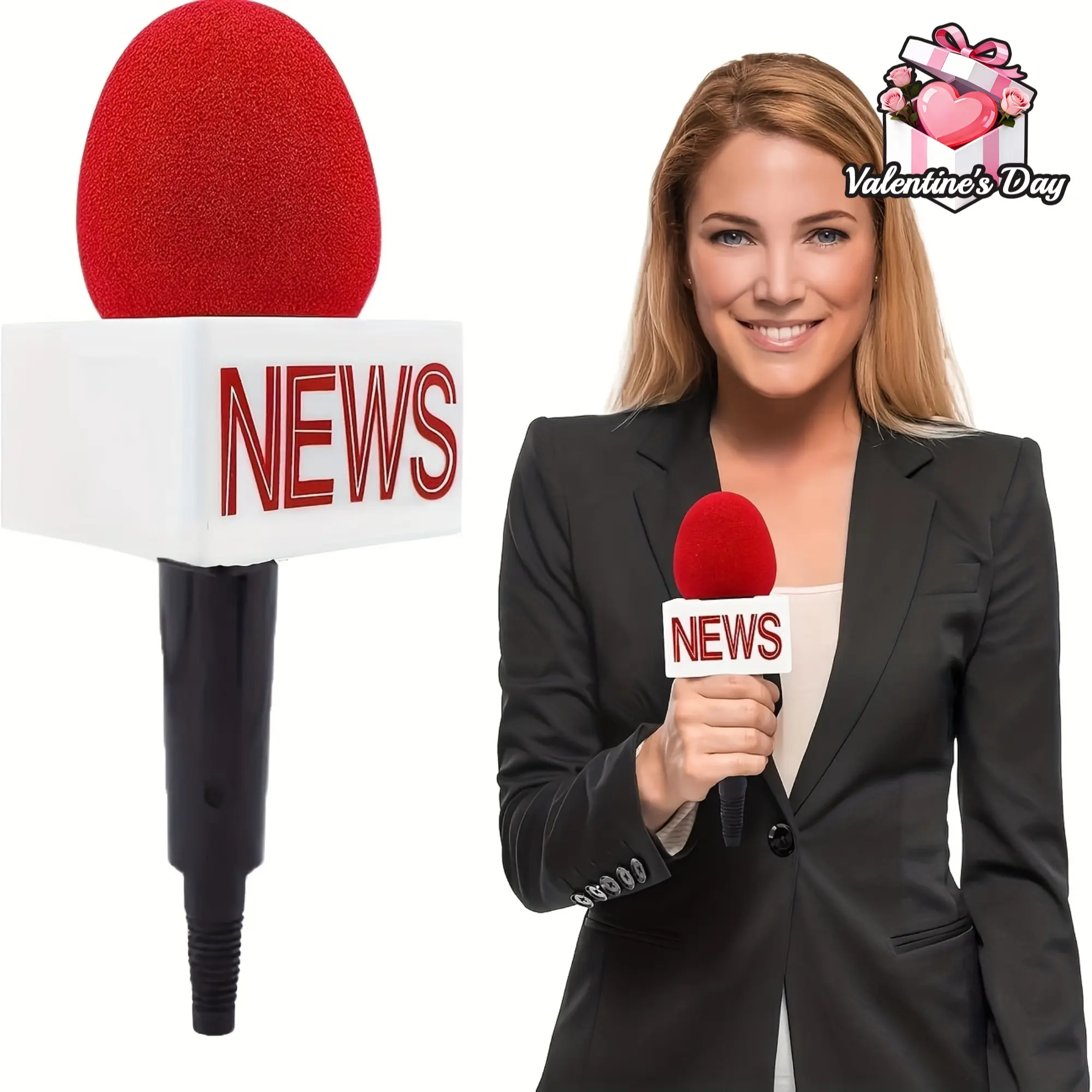 Plastic Composite Fake Microphone Prop - Host Reporter Anchorman Journalist Halloween Costume Accessory for Halloween, Party Events, Halloween Prop