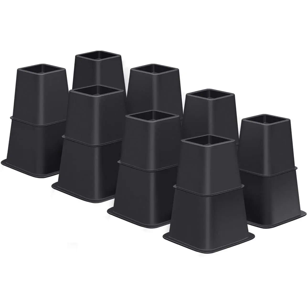 ANNKUT 8-Pack Black Heavy-Duty Adjustable Furniture Lift Risers, 3/5/8 in Multi-Size Height Adjust Elevation, Fits Chair, Table, Desk Legs