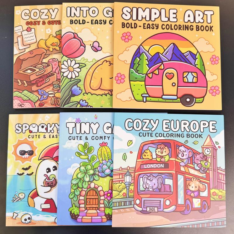 12-Piece Thick Coloring Book Set with 36 Colors, Coloring Book Markers, Cute Designs, Multiple Themes, Perfect for Daily Leisure & Holiday Gifts