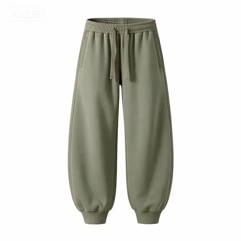 Men's Elastic Drawstring Waist Jogger Sweatpants - Cotton Blend, Side Pockets, Ribbed Cuffs, Ankle Length, Loose Tapered Silhouette, Soft Fleece Fabric, Casual Versatile Track Pants for Streetwear Outfits & Relaxed Indoor Leisure